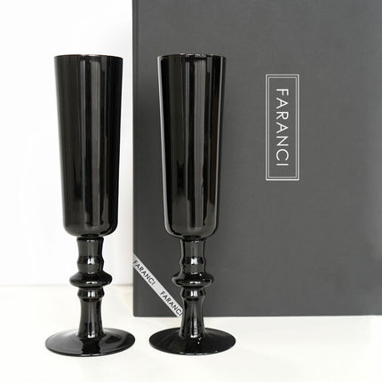 Black Vintage Wine Glasses Set