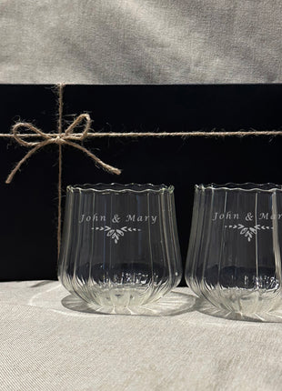 Elegant Floral Glass Whiskey Tumblers