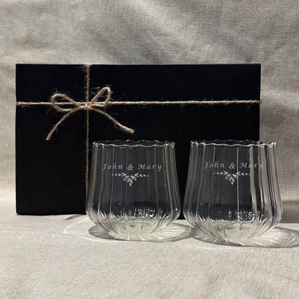 Elegant Floral Glass Whiskey Tumblers