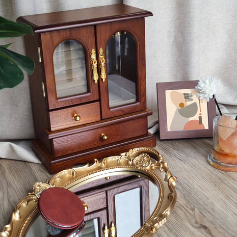 Vintage Wooden Jewelry Box Set