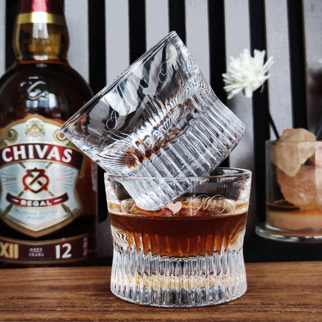 Premium Striped Whiskey Glass Set