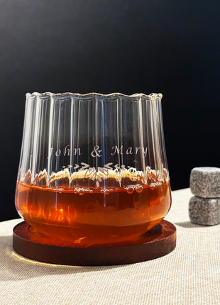 Elegant Floral Glass Whiskey Tumblers